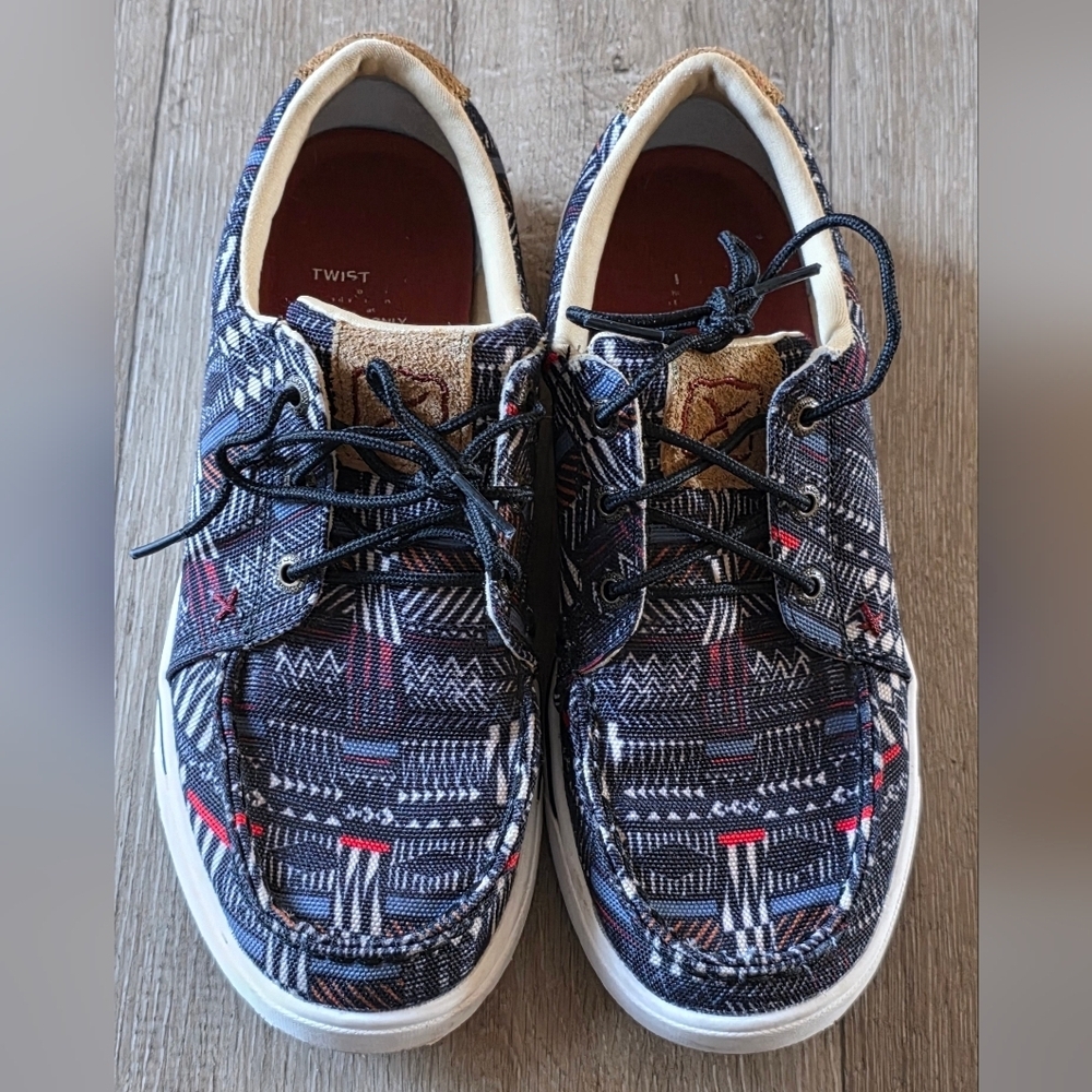 Twisted X Navy, Black & Red Patterned Slip-On Loafers